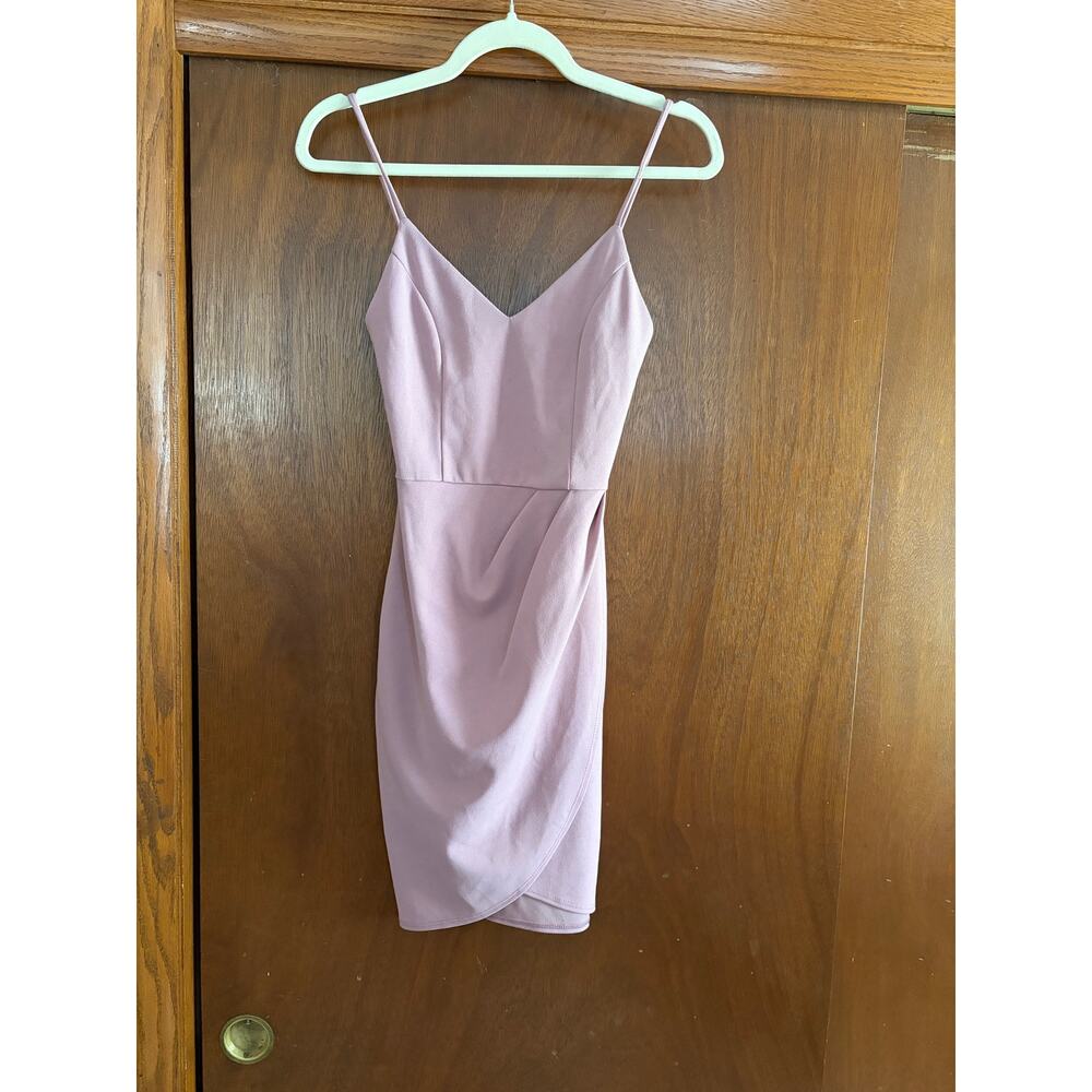 Lulus Mauve Bodycon Mini Dress Women’s XS Spaghetti Strap Wrap Hem